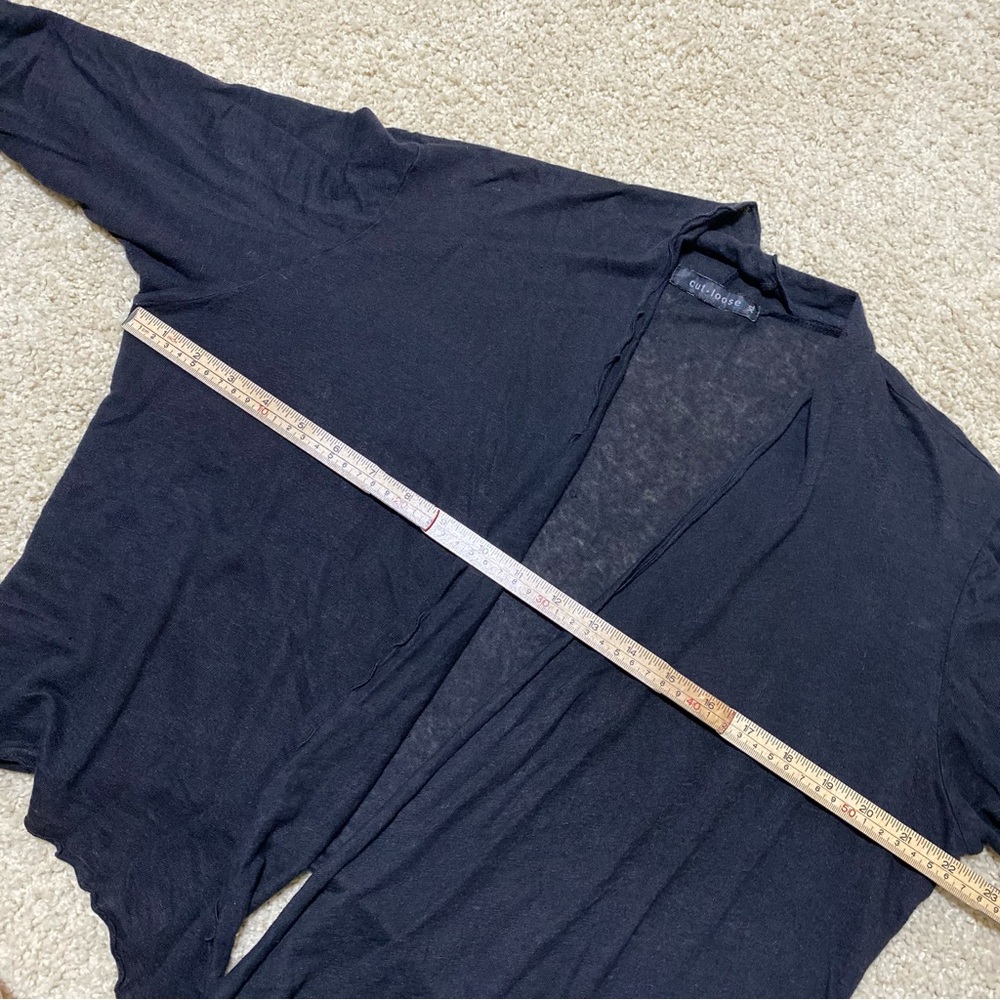 Cut Loose Linen Cropped Open Front Black Cardigan Size XLarge Layering Lagenlook - Picture 4 of 8